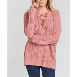 Show Me Your MuMu Lance Lace Up Cableknit Oversized Tunic Sweater Size XS